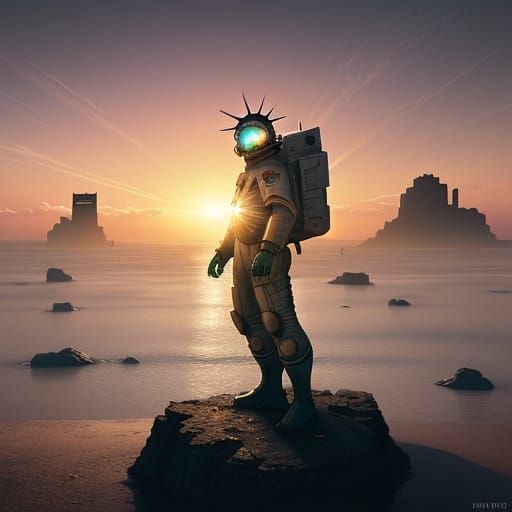 Cosmonaut on Distant Shore