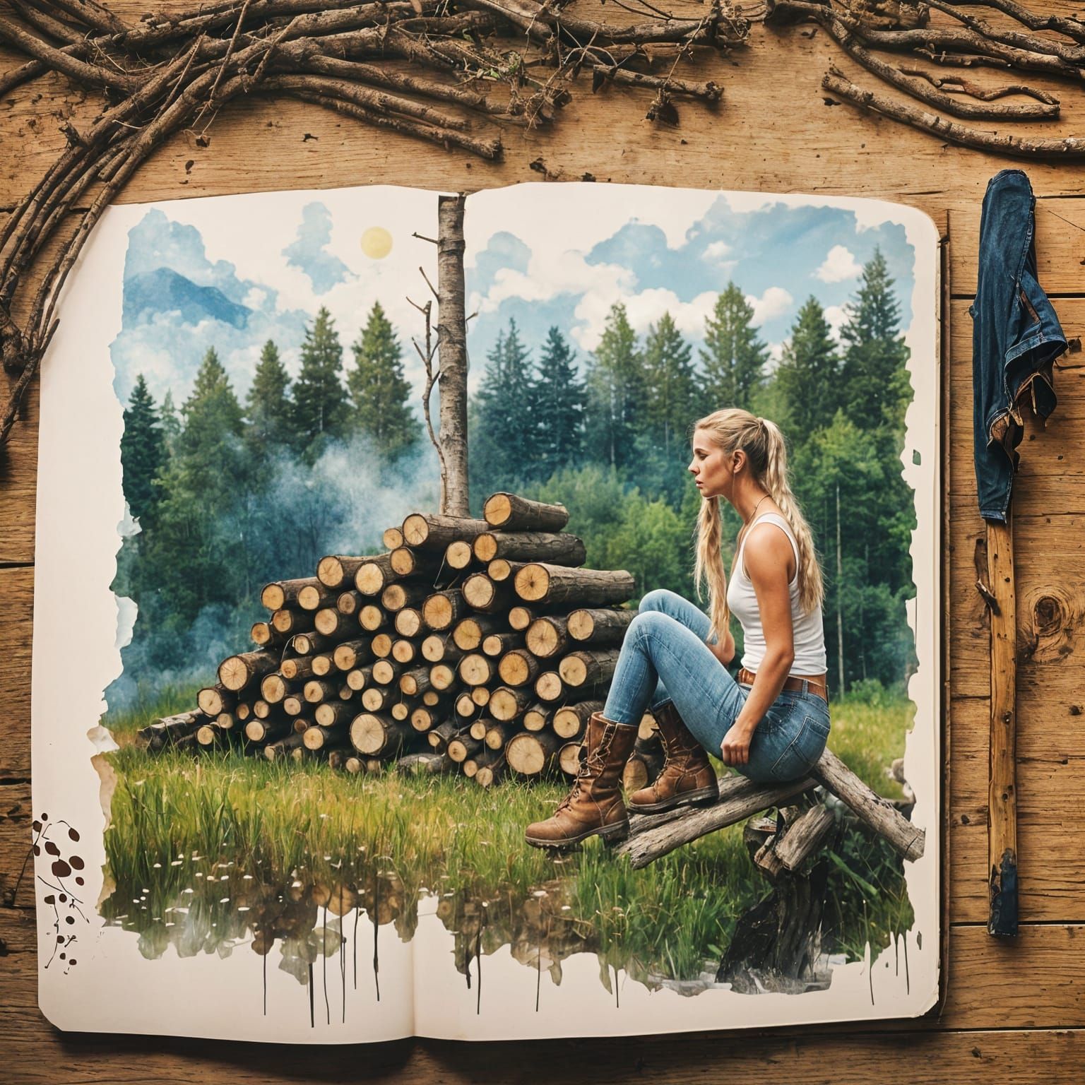 Woman by Bonfire at Midsummer Festival