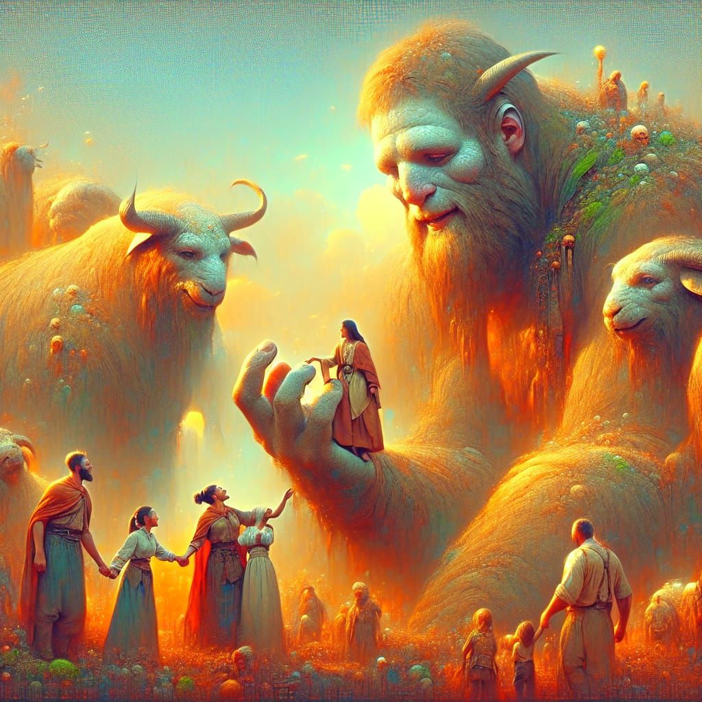 Big friendly giants saying hello to little humans.