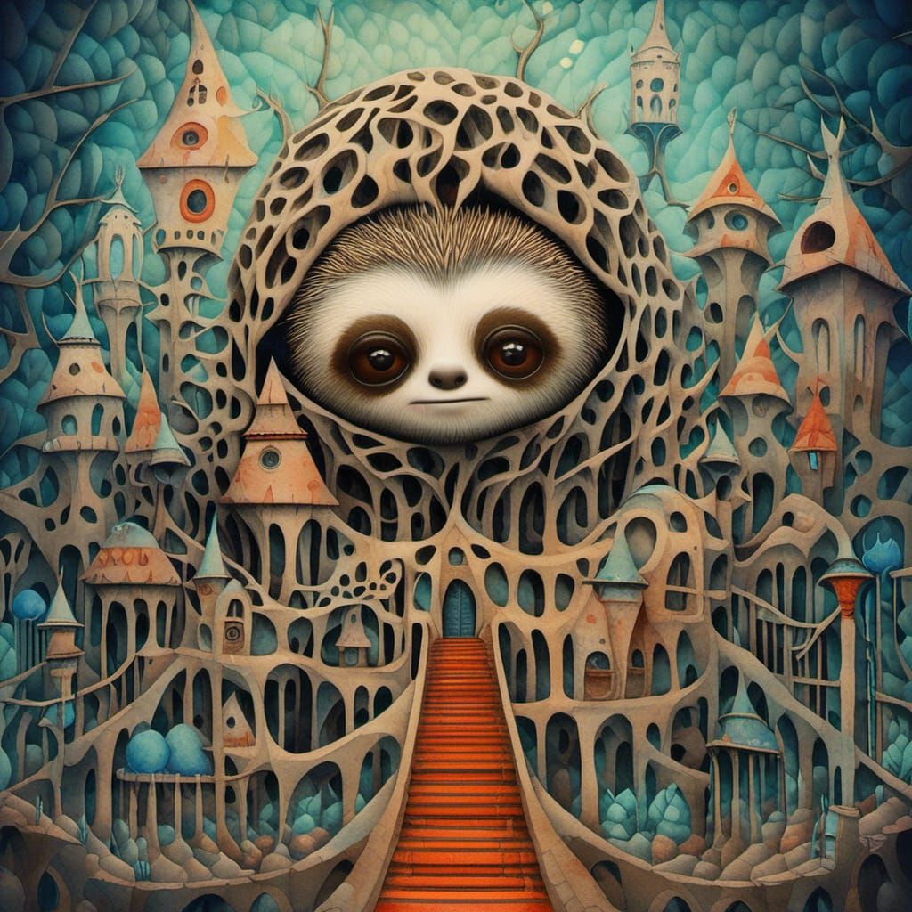 Hyperdetailed Sloth Illustration in Anime Style