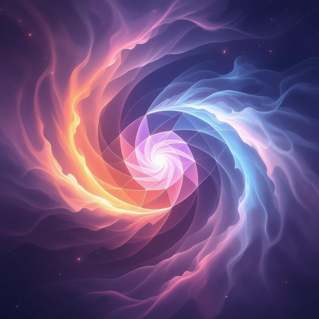 Cosmic Nebula Vortex Forming Geometric Shape