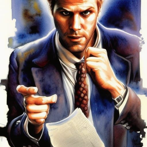John Constantine as Watercolor Painting by Drew Struzan