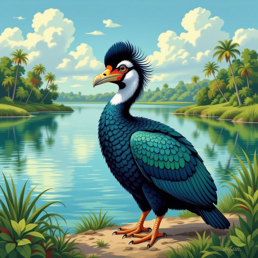 Detailed Dodo Bird Illustration in Audubon Style