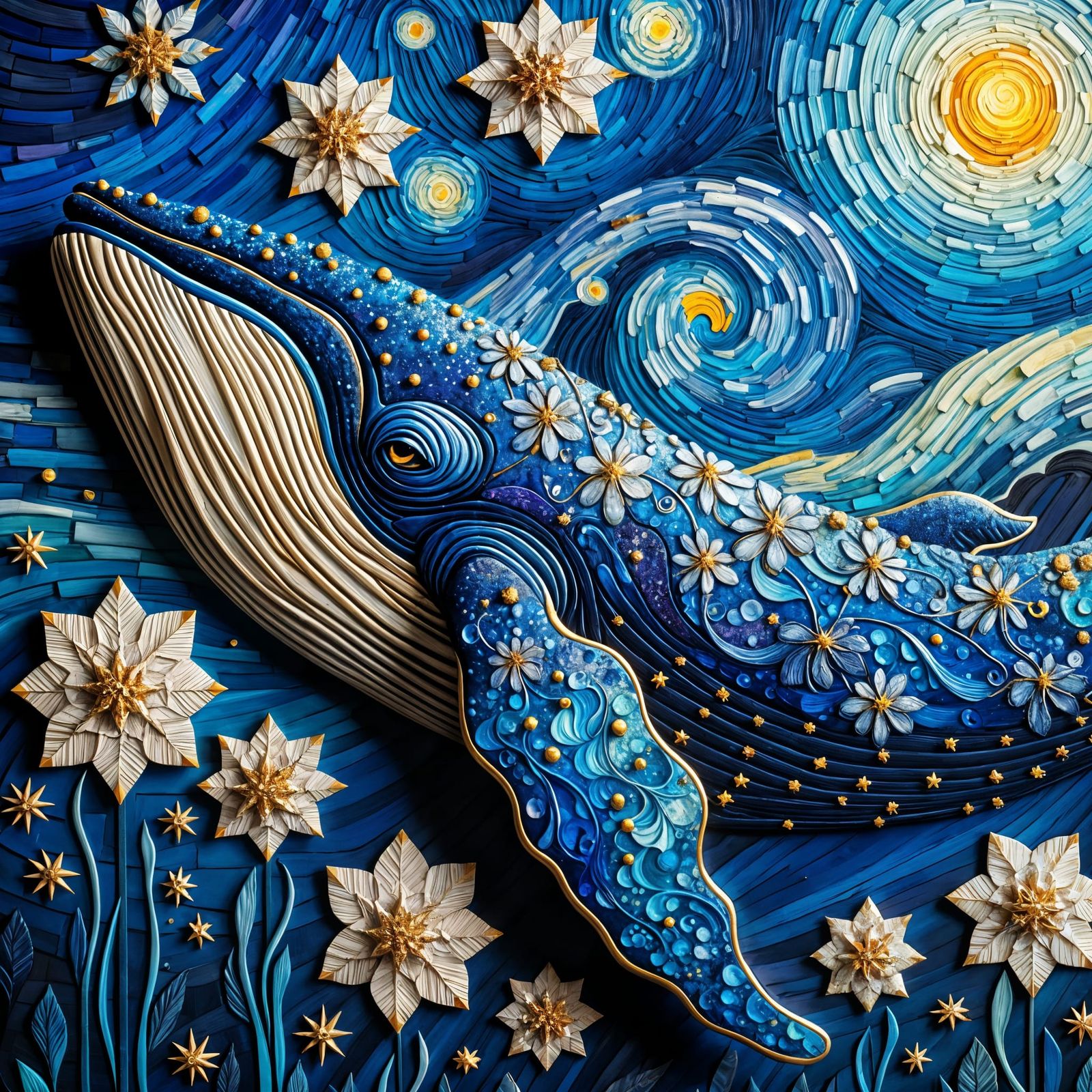 Starry Whale in Van Gogh Style