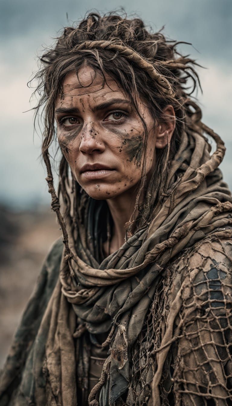 Wasteland Huntress Portrait, Photorealistic Style