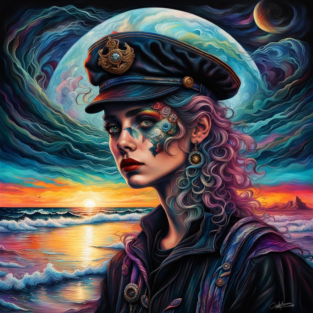 Sailor Portrait in Hypersummer Darkwave Style