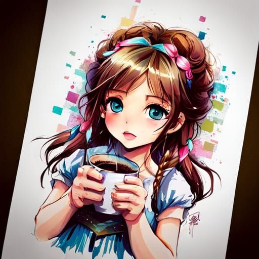 Anime Princess Portrait Holding Coffee Mug