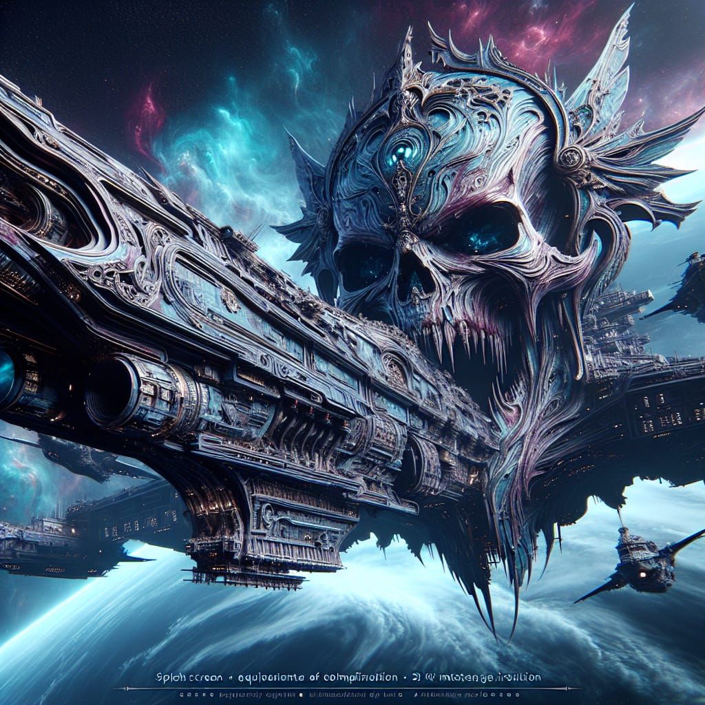 Fantasy Galactic Battle Cruiser with Skull Motif