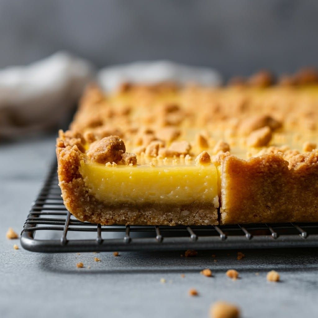 High-resolution, photorealistic, creamy lemon squares, cooli...