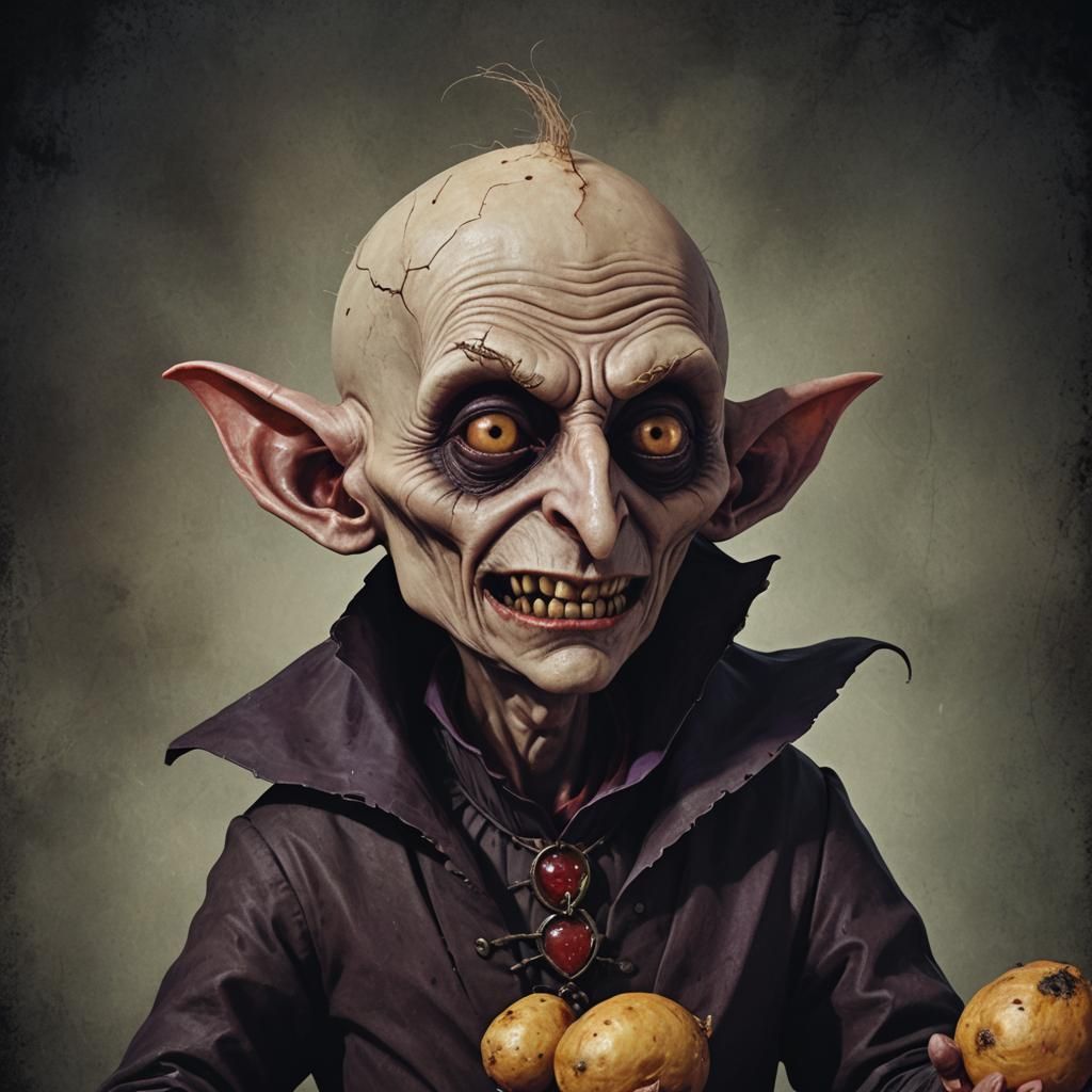 Nosferatu Vampire with Potato Head: Fantasy Art