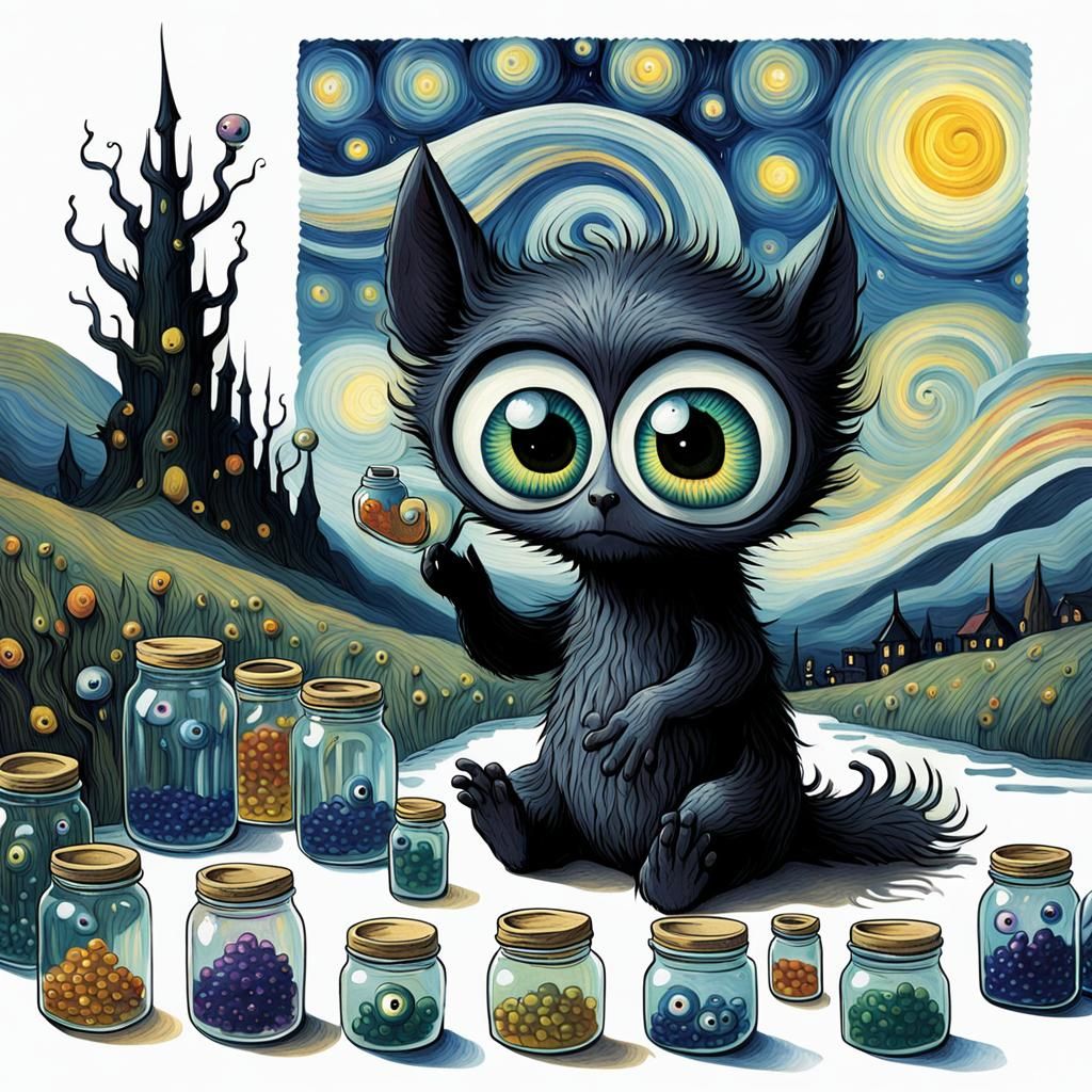 Gothic Creature with Jars of Dreams