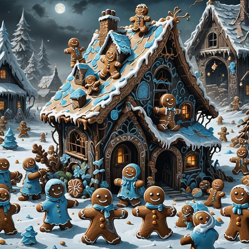 Gingerbread Family's Macabre Winter Refuge