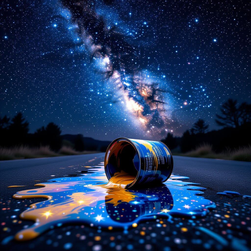 Paint Spill Transforms Day into Starry Night