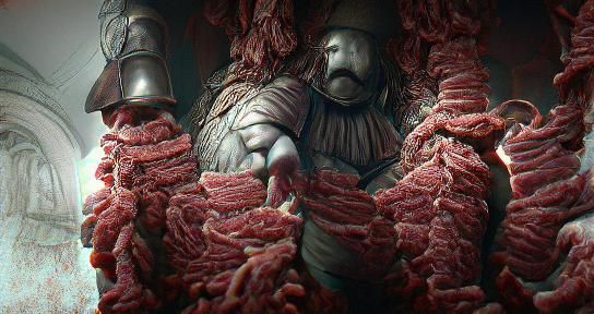 Horrific Meat Man in Dark Fantasy Style