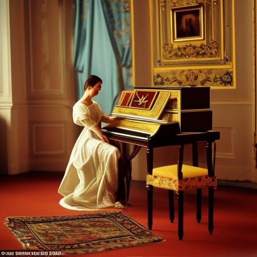 Harpsichord Player in Aleksandr Benois Style
