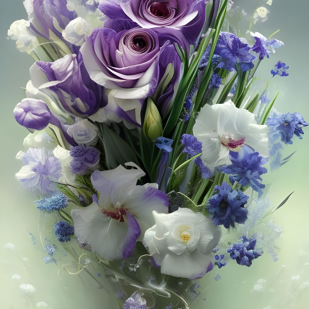 Hyperdetailed Bouquet Split Between Seasons, Digital Art