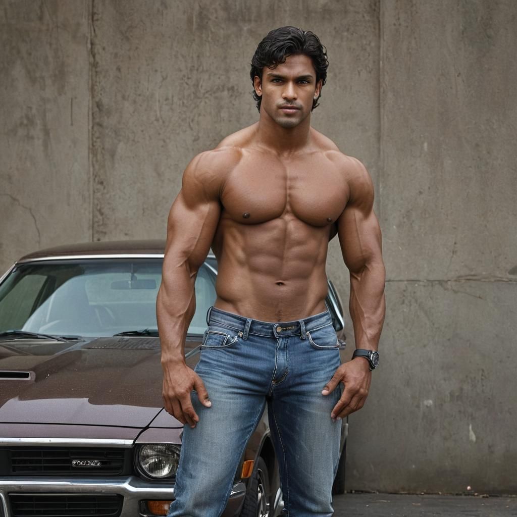 East Indian Bodybuilder Poses for Professional Portrait
