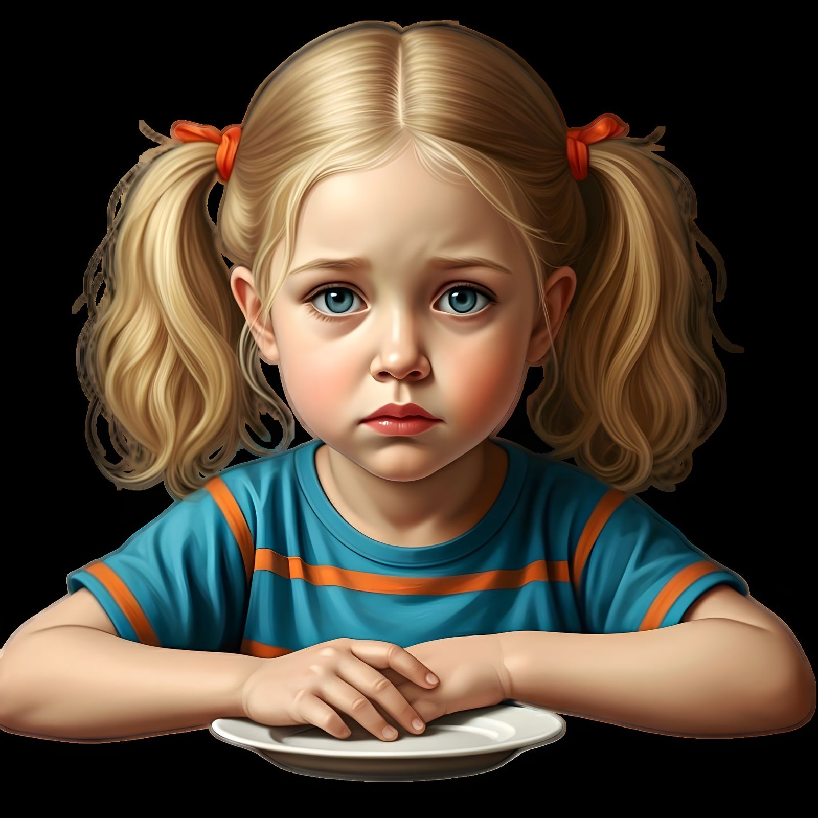 Girl in Blue-Orange Attire Reflects on Life's Whispers