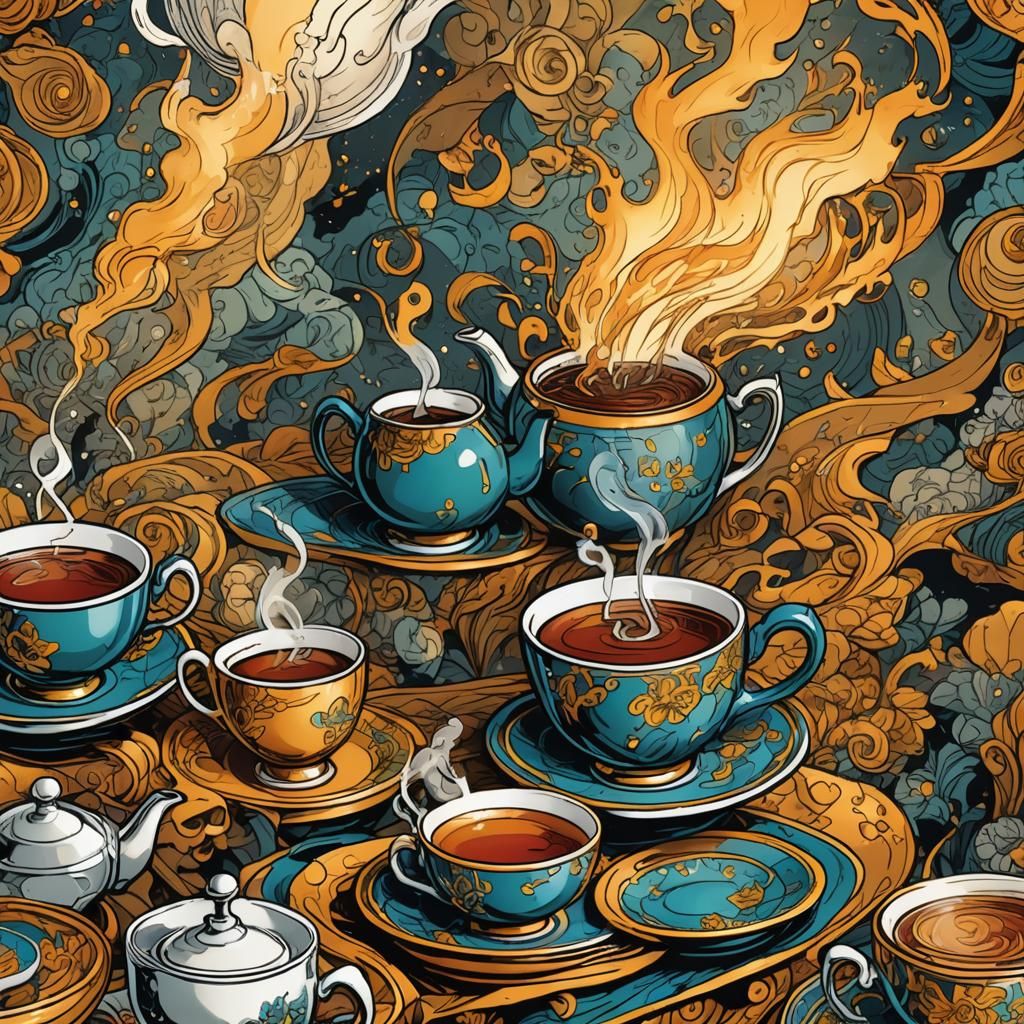 T-Shirt with Tea Stain in Comic Book Style