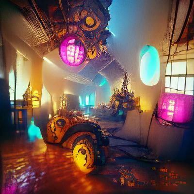 Decopunk Artwork with Volumetric Lighting