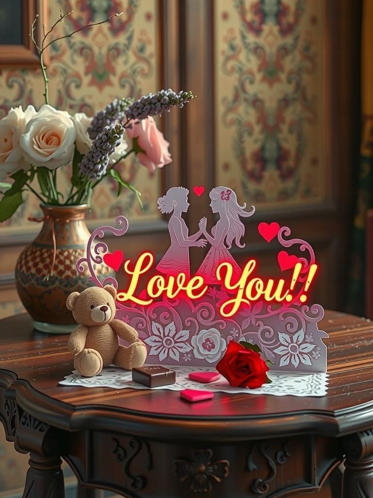 Romantic Couple's Dream in Calligraphy Style