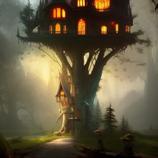 Whimsical Gothic treehouse