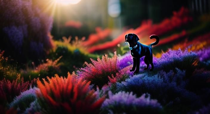 Labrador Retriever with Flowers, Professional Photography