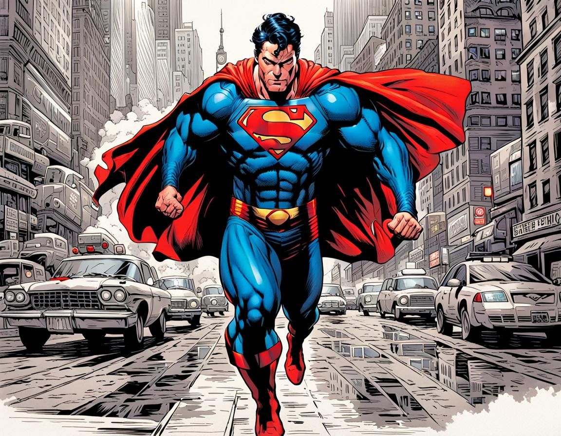 NYC Firefighter as Superman in Comic Book Art