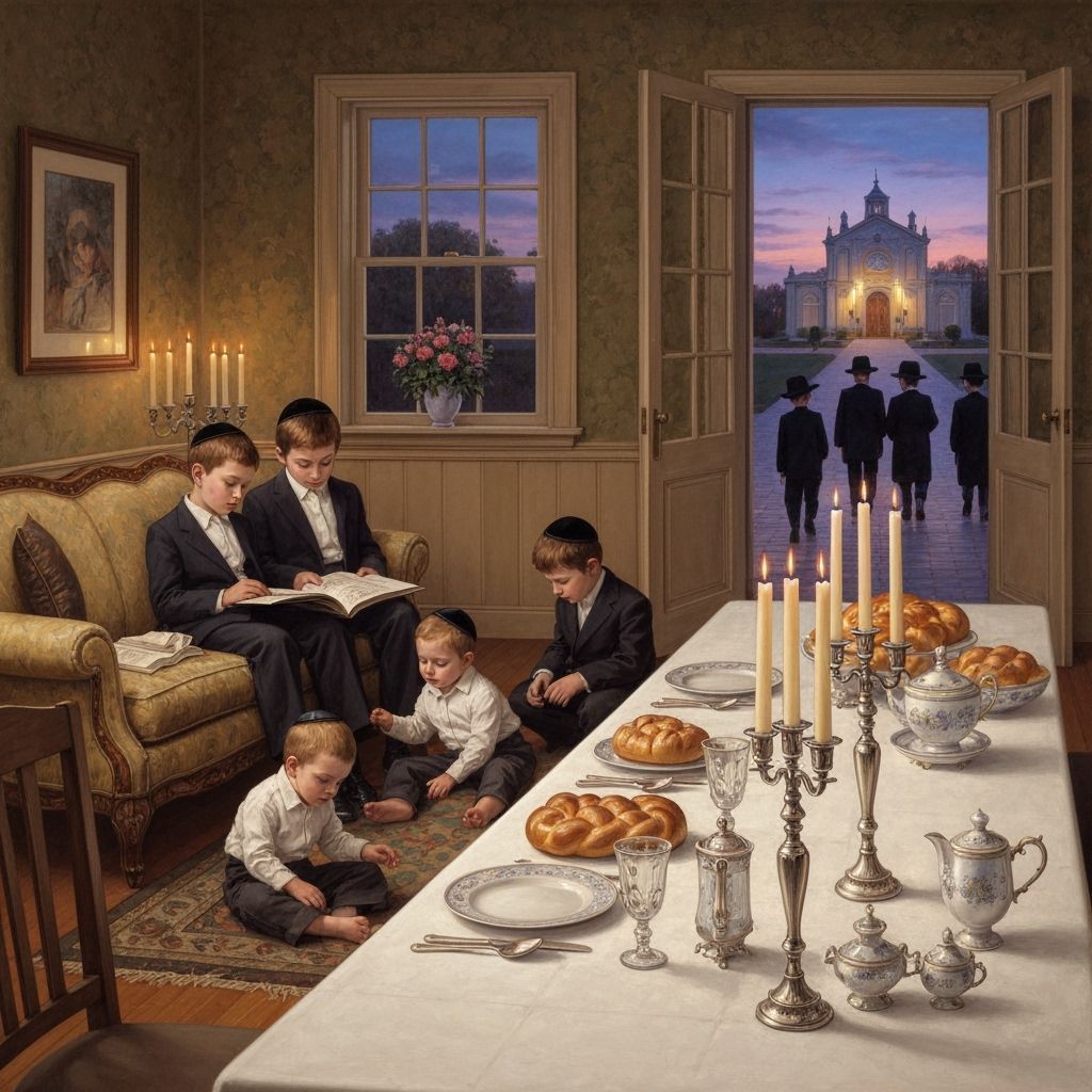 Serene Shabbos Family Gathering in Warm Light