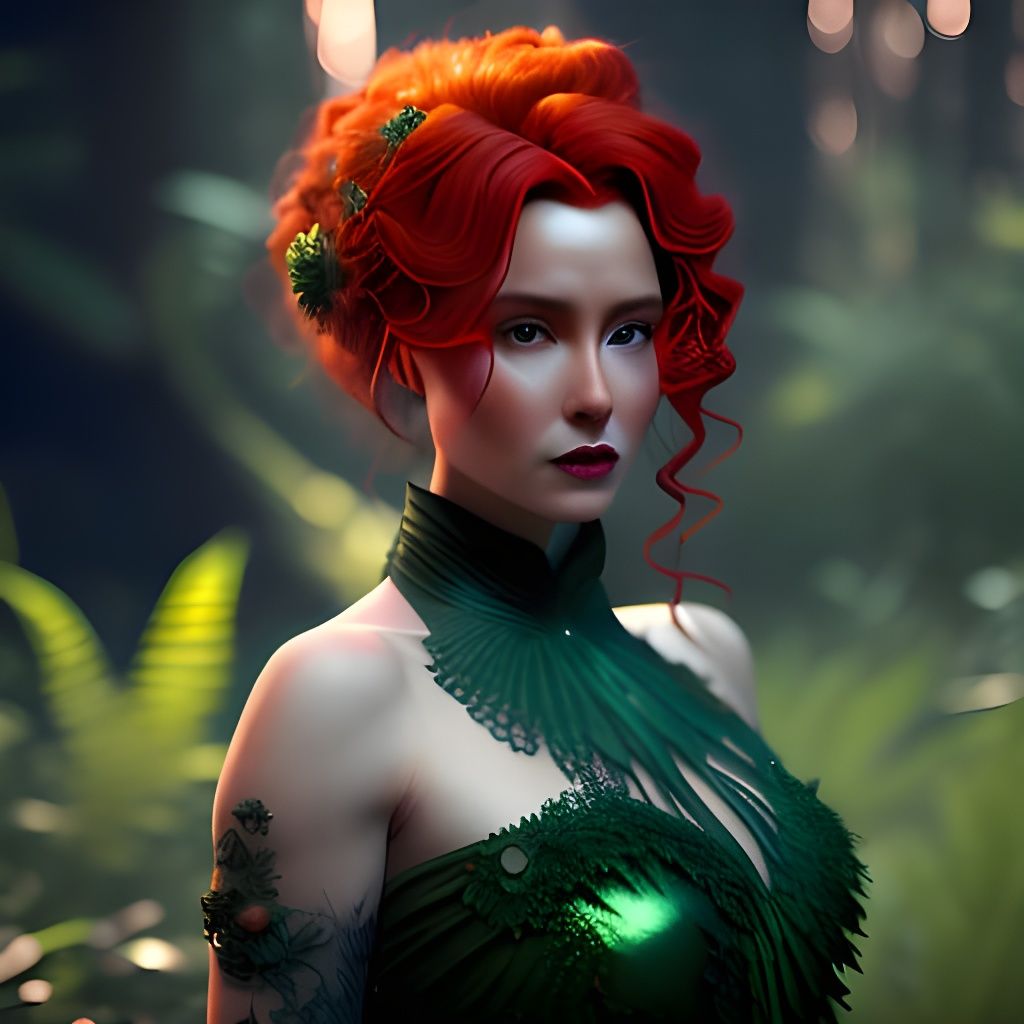 Beautiful Redhead in Green Dress