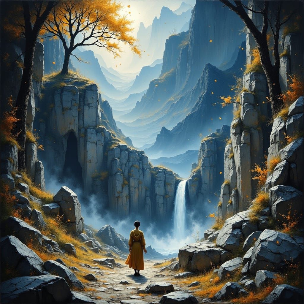 Epic Fantasy Landscape with Glowing Runes and Divine Oil