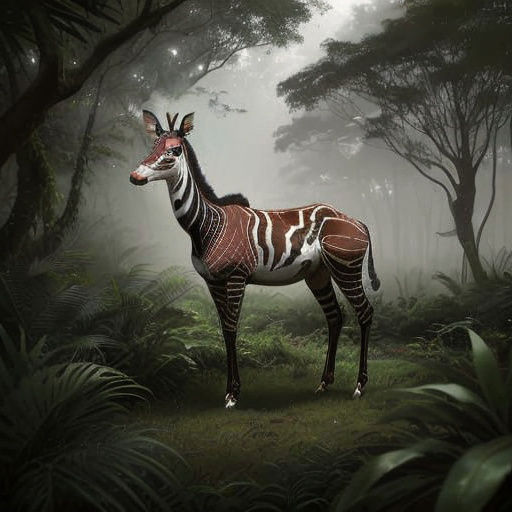 Majestic Okapi in Verdant Jungle Clearing