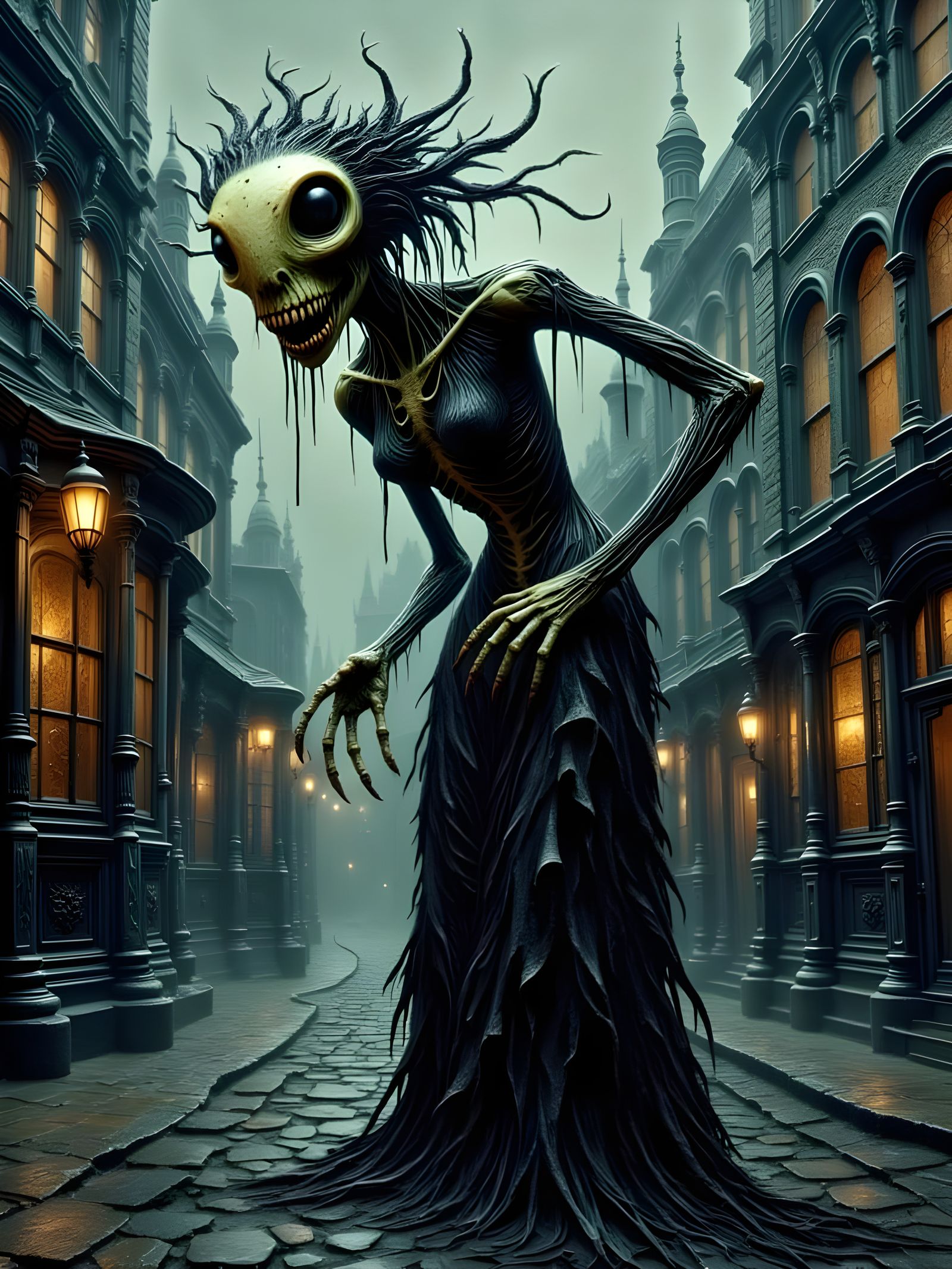 Victorian Alien Zombie Apocalypse in Dark Impasto Oil