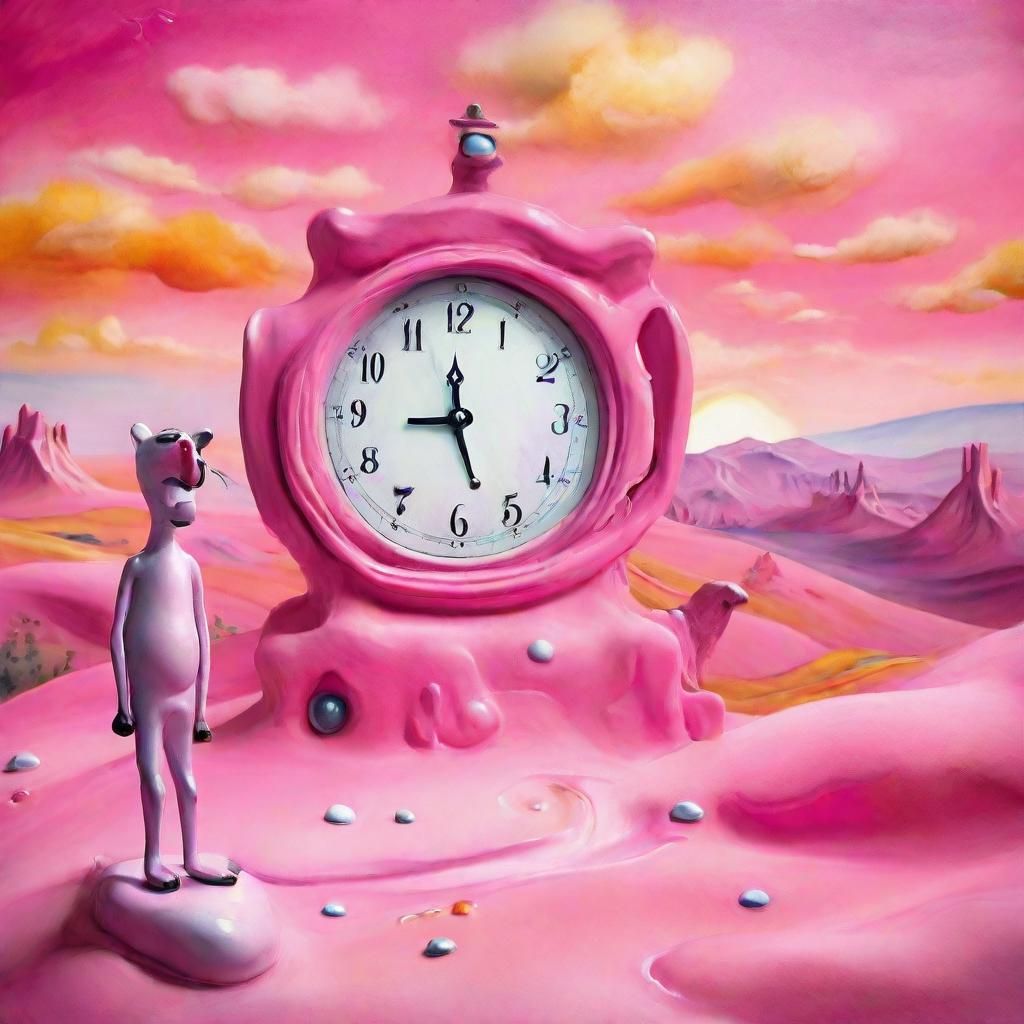 Pink Panther in Dreamlike Whimsical Surrealism