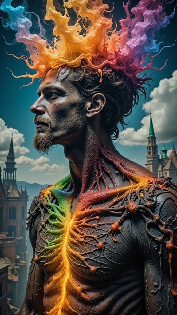 Surreal Elemental Landscape Inspired by Geometric Abstract A...