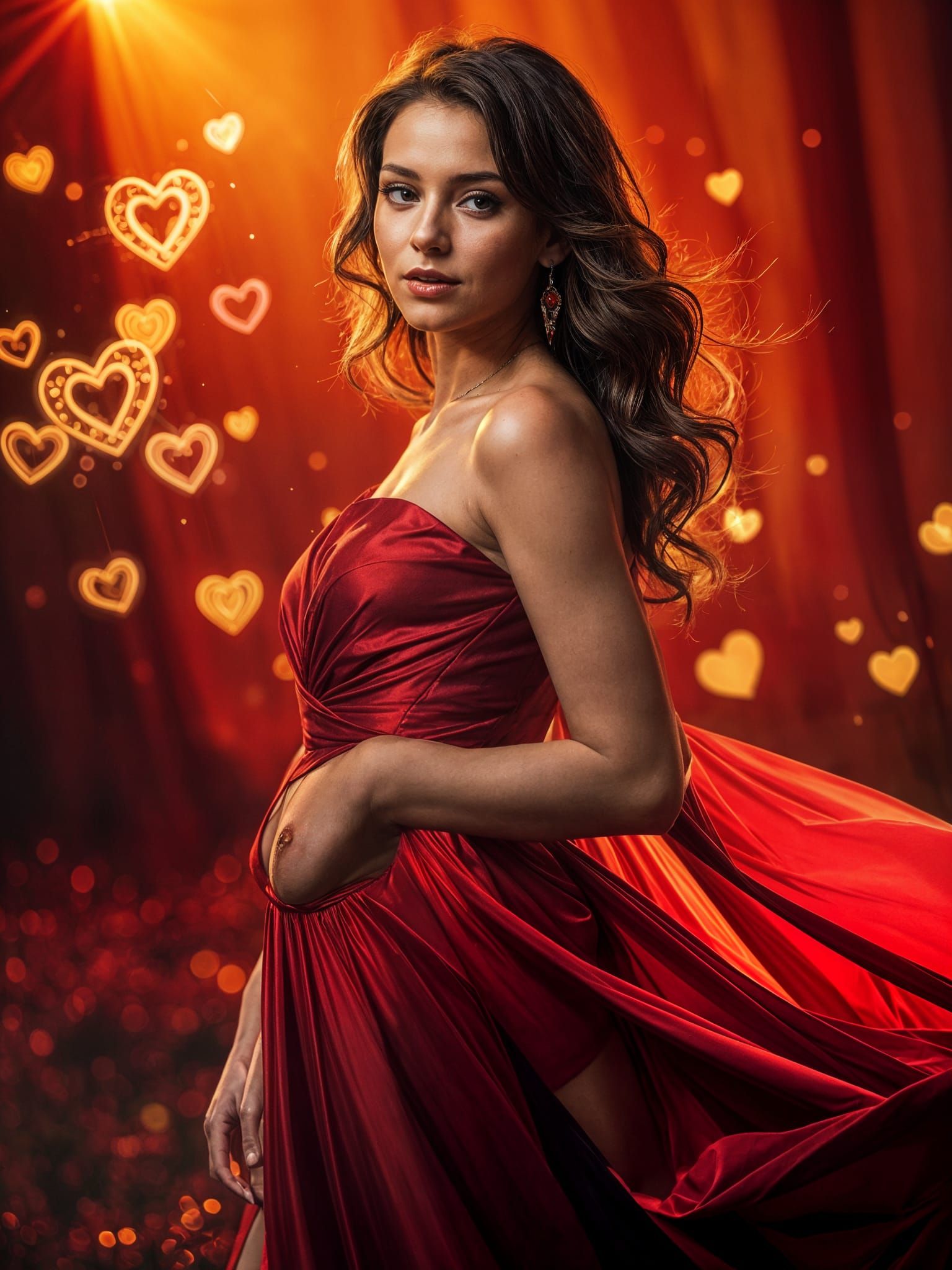 Femme Fatale Embodies Love in Dramatic, Photorealistic Scene