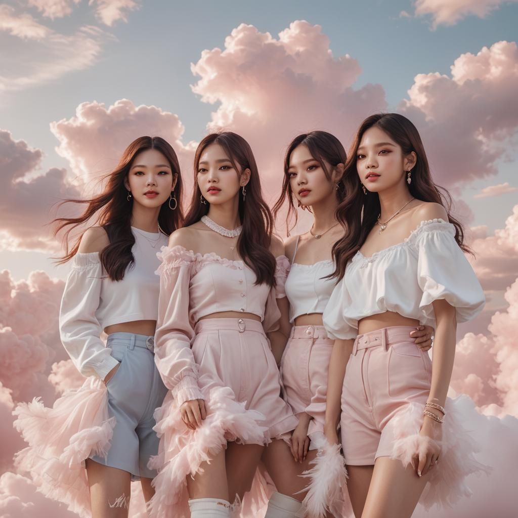 Blackpink Pastel Portrait Photography in Clouds