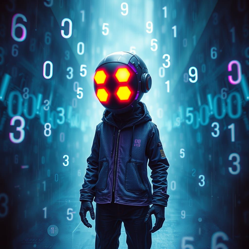 Surreal Figure Emerges from Abstract Code Landscape