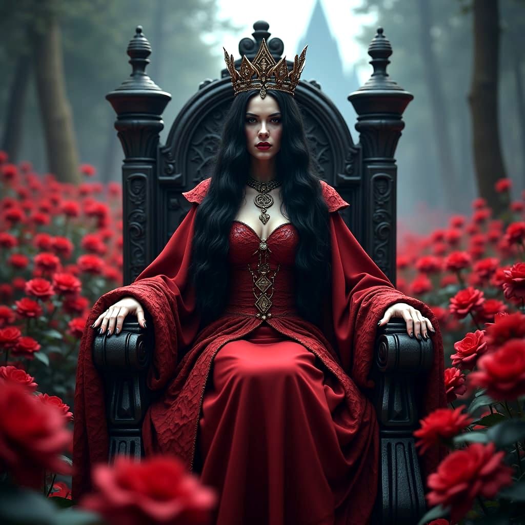Dark Evil Red Queen Portrait in Hyperrealism