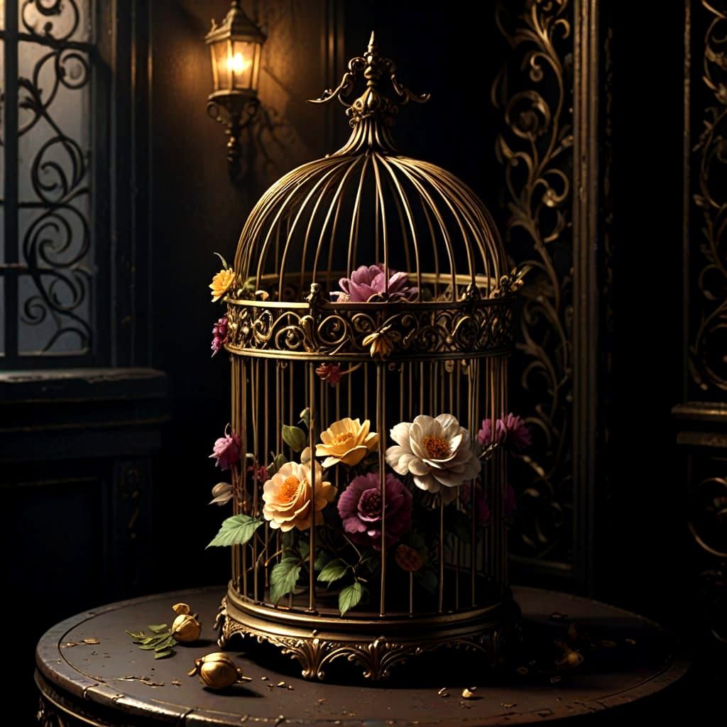 Intricate Birdcage Illustration