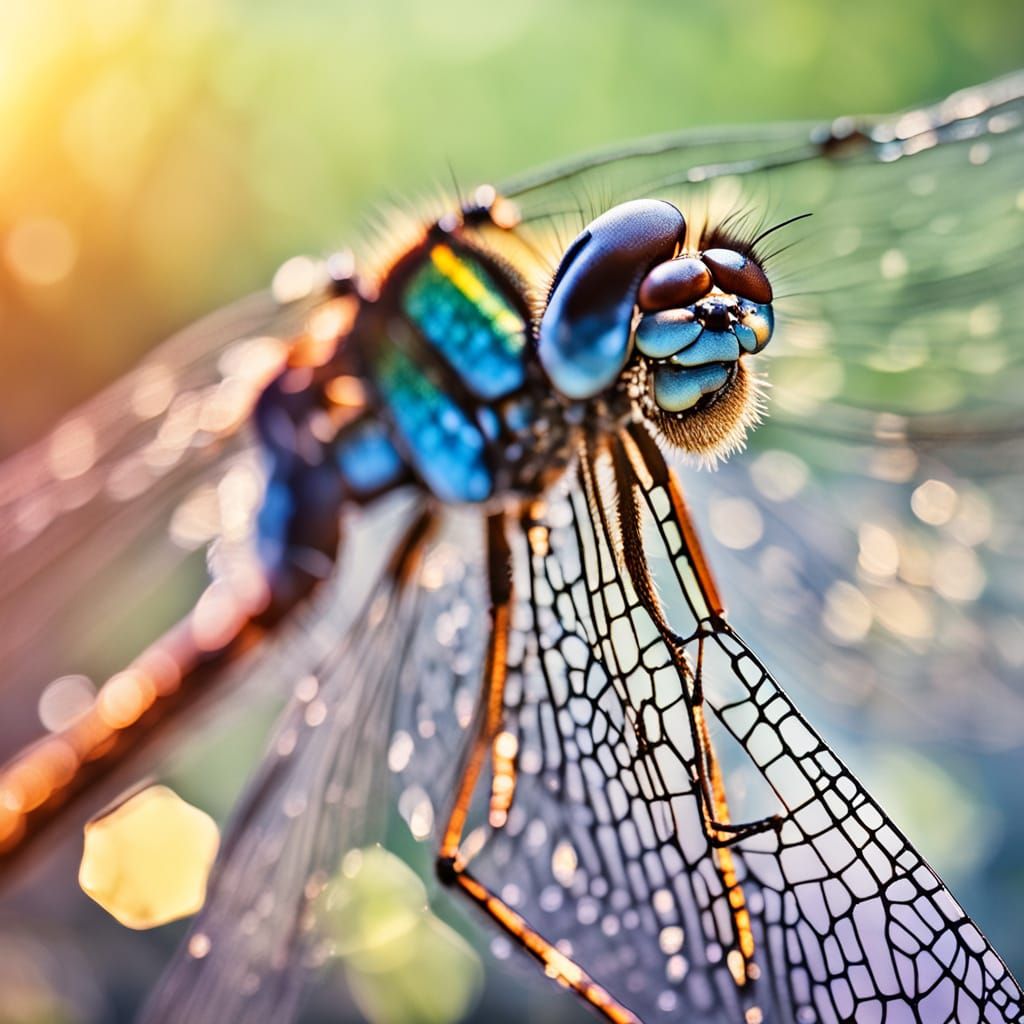 Dew-Kissed Dragonfly Wing: Macro Digital Art