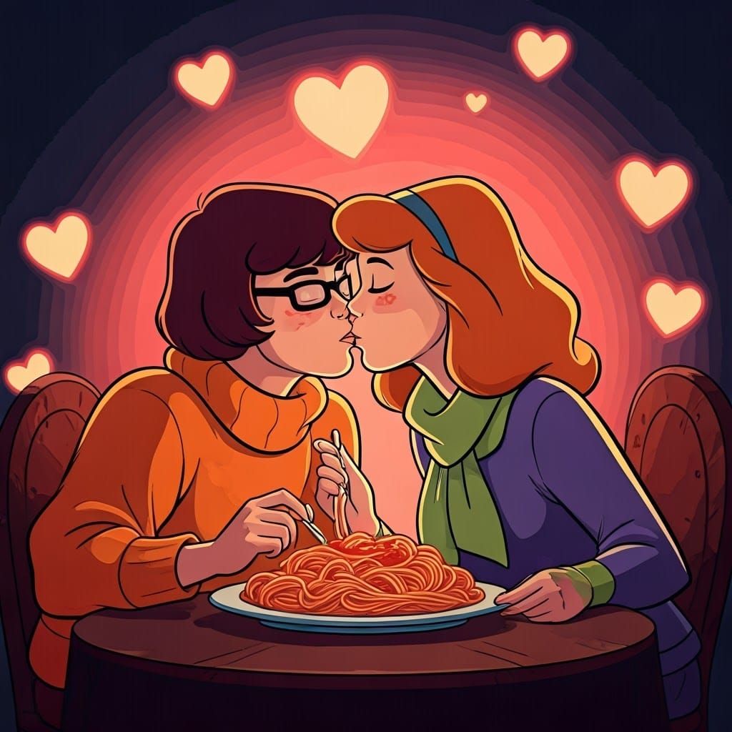 Velma and Daphne Share a Romantic Spaghetti Dinner Under Whi...