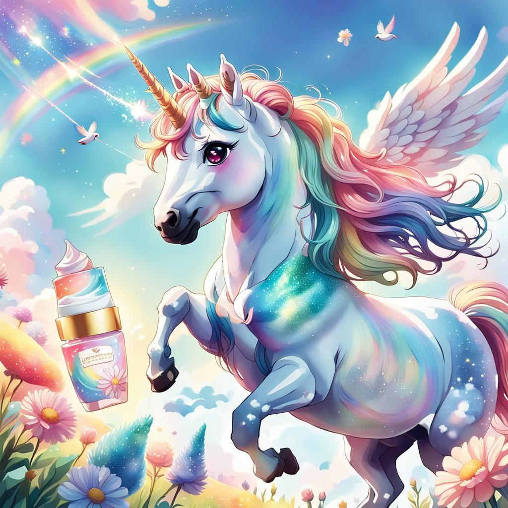 Happy Unicorn with Hand Cream: Pastel Anime Key Visual