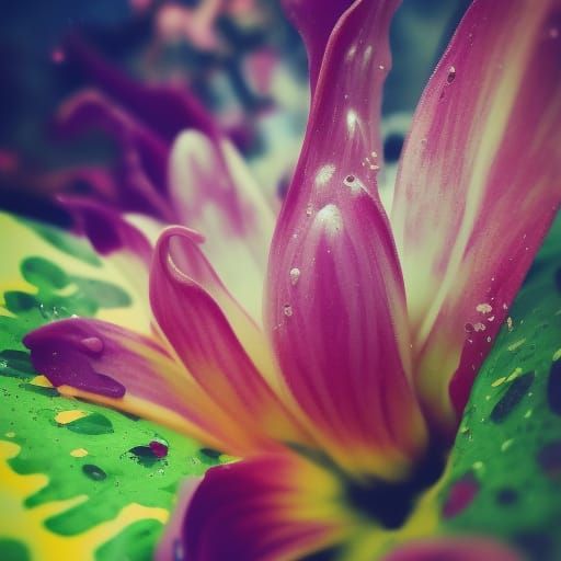 Hyperrealistic Close-Up of a Flower in Splash Art