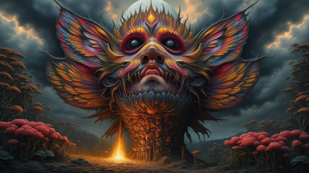 Eldritch Man as Flower in Smoke, Fairy Punk Style