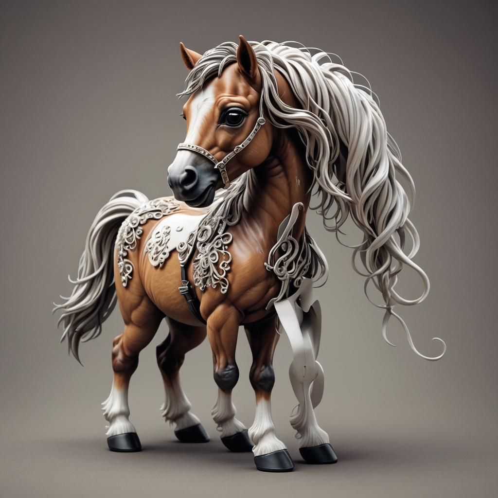 Hyperrealistic Chibi Baby Horse in HDR
