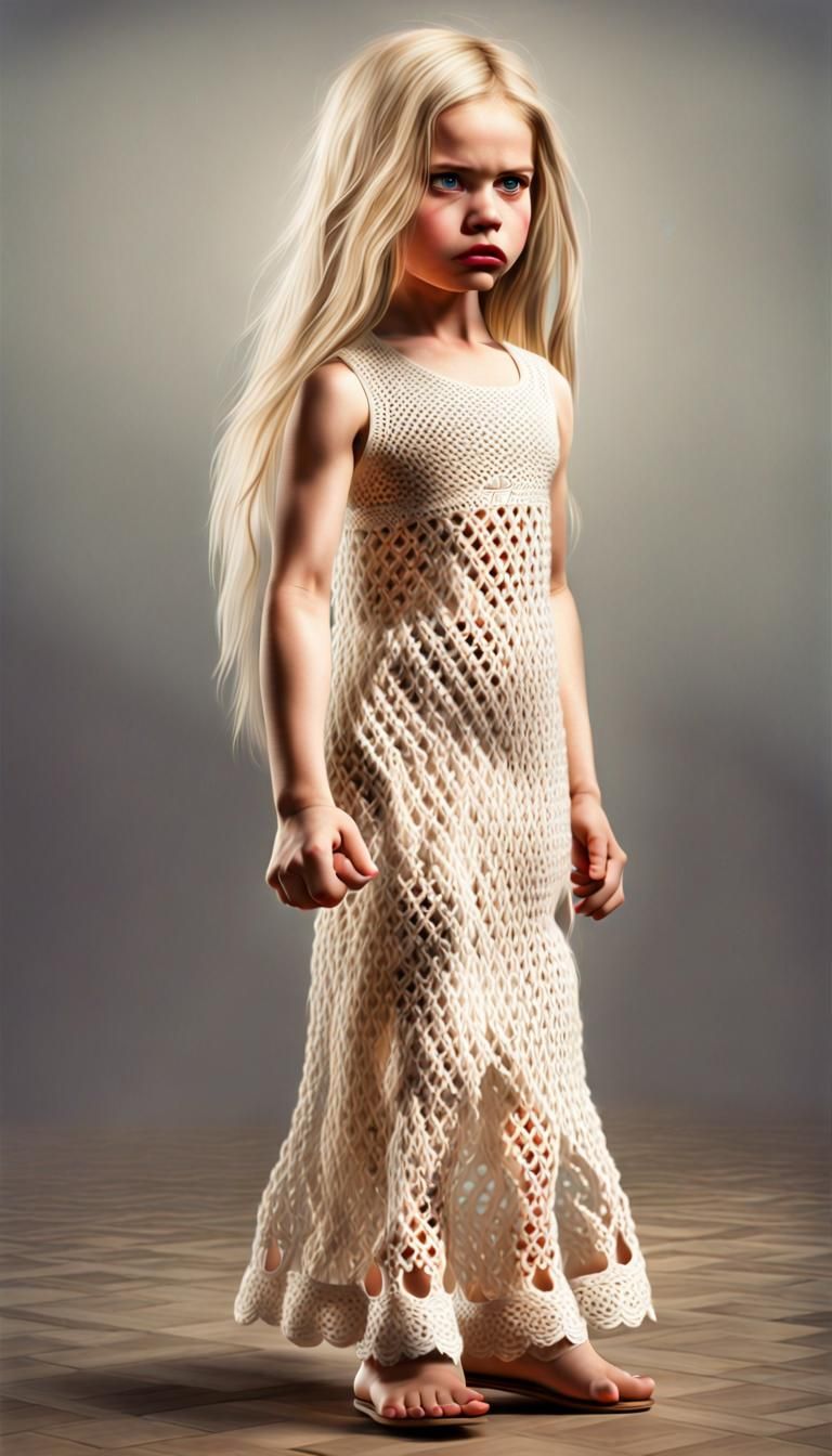 Angry Blond Girl in Pumps: Photorealistic Full Color Image