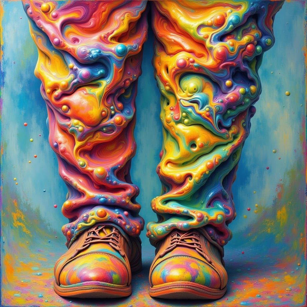 Rainbow Thighs in Abstract Expressionist Style