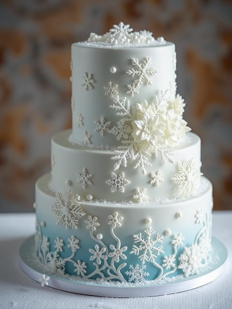 Winter Snowflake Wedding Cake
