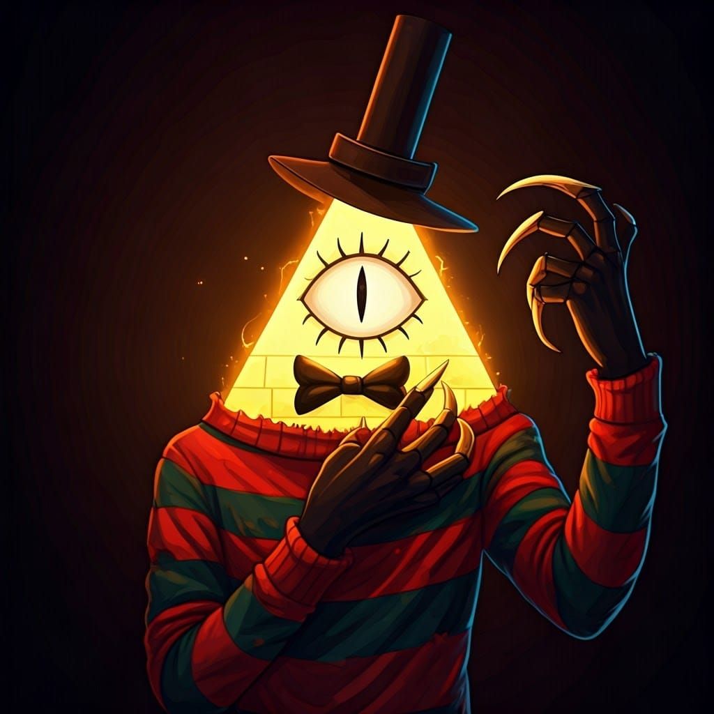 Bill Cipher as Freddy Krueger in Anime Style